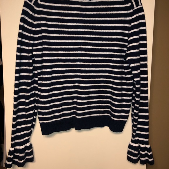 Striped wool blend J Crew sweater with ruffles - Picture 3 of 5
